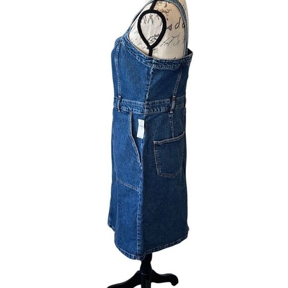 Gap Denim indigo Blue Jean Overall MIDI Boho Gorpecore Hippie Dress 8 - Picture 5 of 14